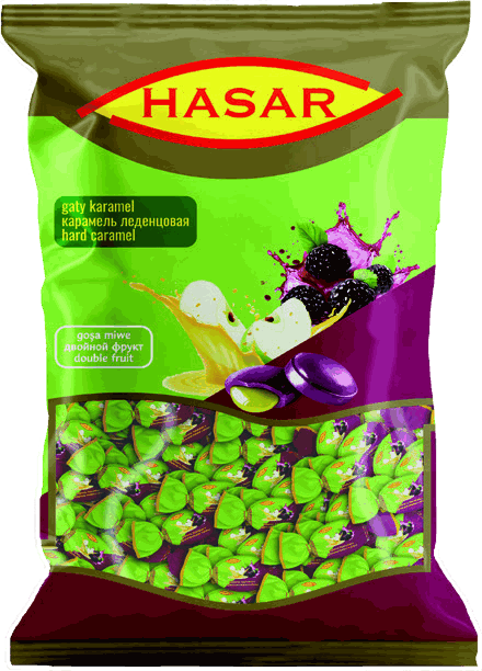 Böğürtlen aromalı, elma dolgulu sert şeker