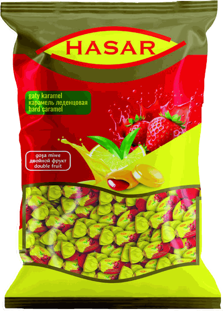 Limon aromalı, çilek dolgulu sert şeker
