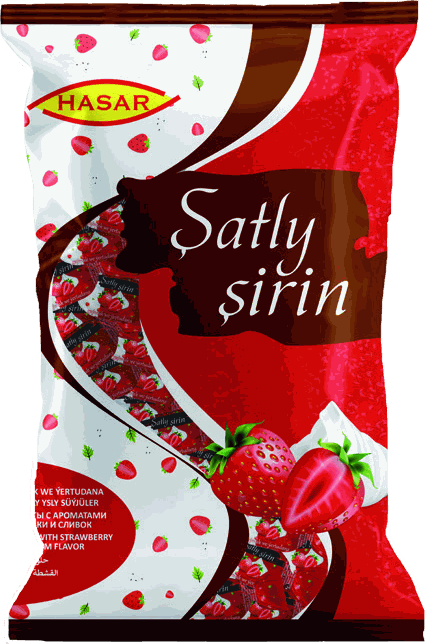 Çilek ve krema aromalı şeker